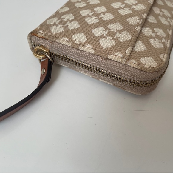 Kate Spade New York Neda Signature Stucco Canvas Zip Around Beige Wallet - Picture 7 of 15